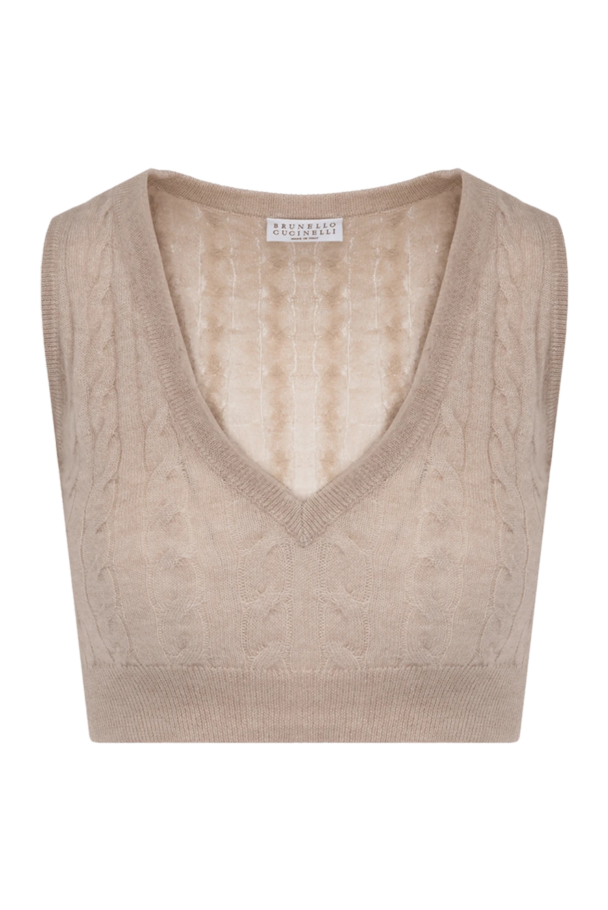 Brunello Cucinelli beige cotton and alpaca top for women 178240 - photo 1