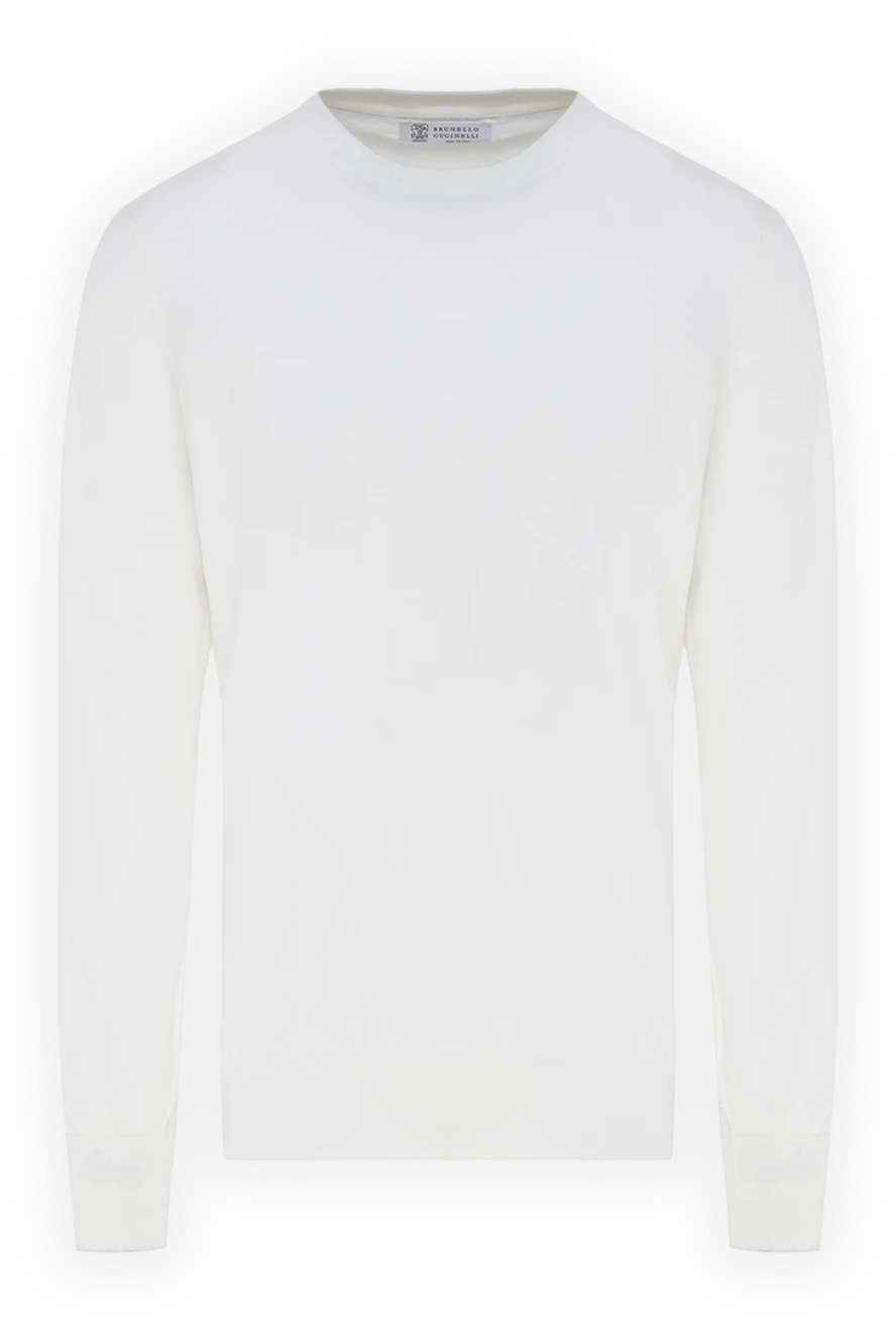 Brunello Cucinelli джемпер из хлопка мужской белый 178246 - фото 1