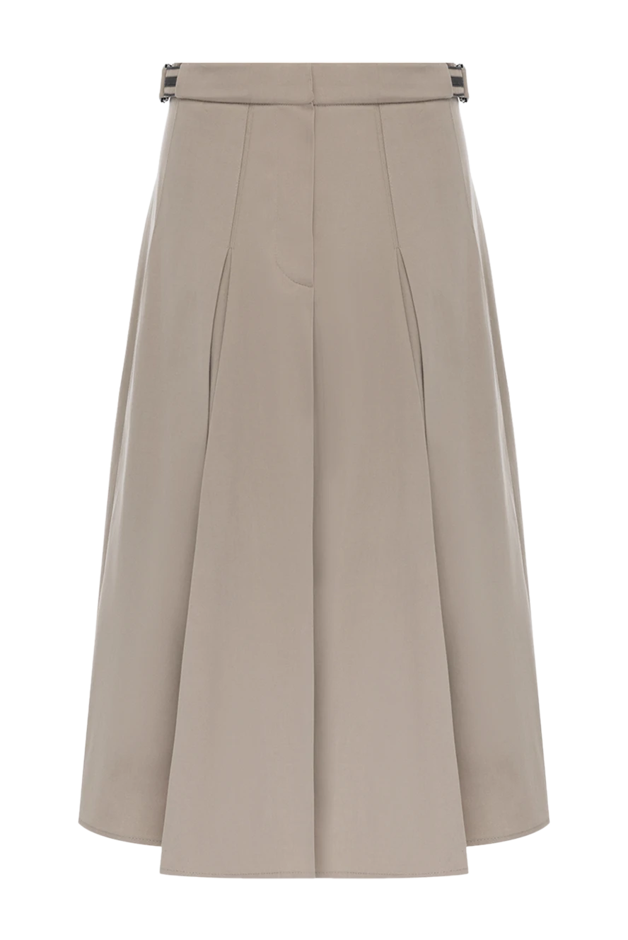 Brunello Cucinelli юбка миди из хлопка и эластана женская бежевая 178272 - фото 1