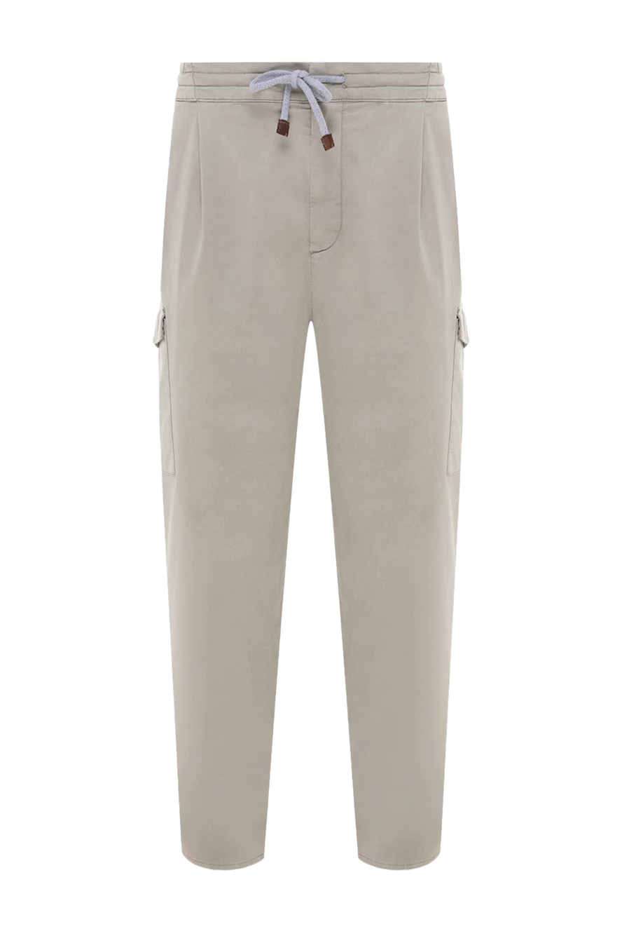 Brunello Cucinelli брюки из хлопка и эластана мужские бежевые 178294 - фото 1