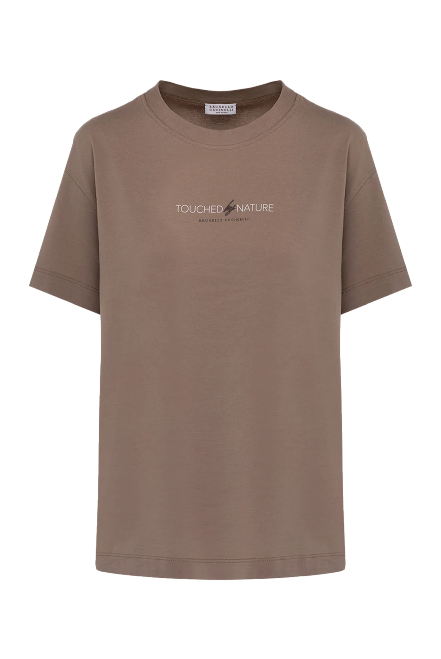 Brunello Cucinelli футболка из хлопка женская коричневая 178326 - фото 1