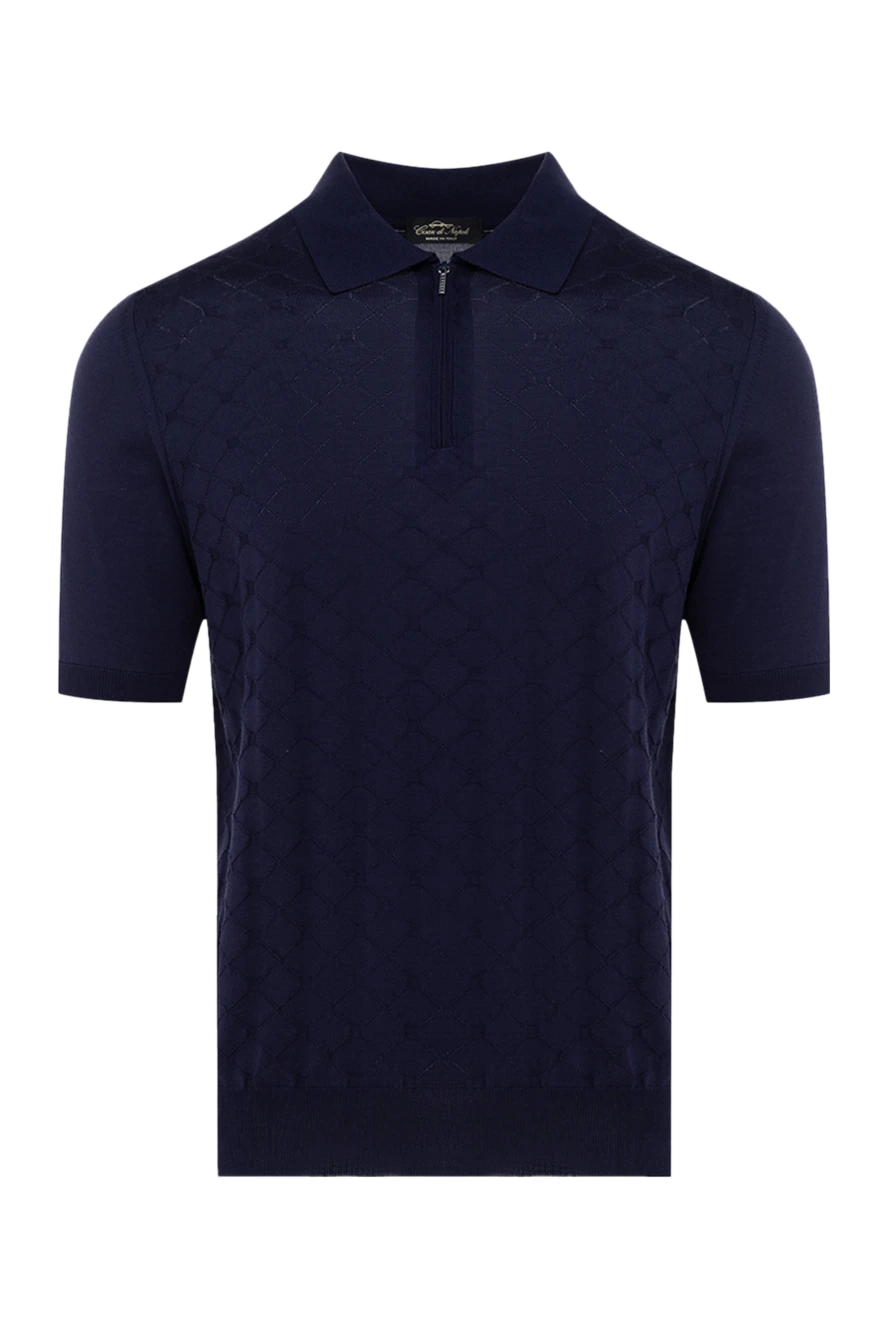 Cesare di Napoli man men's blue silk polo купить с ценами и фото 178327 - photo 1