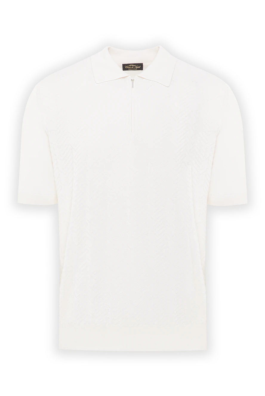 Cesare di Napoli men's white silk polo with a pattern 178335 - photo 1