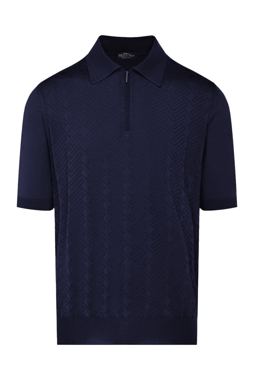 Cesare di Napoli man men's blue silk polo купить с ценами и фото 178336 - photo 1