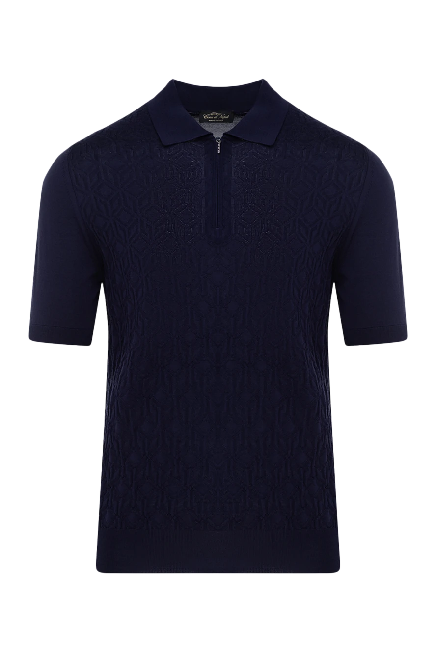 Cesare di Napoli man men's blue silk polo купить с ценами и фото 178338 - photo 1