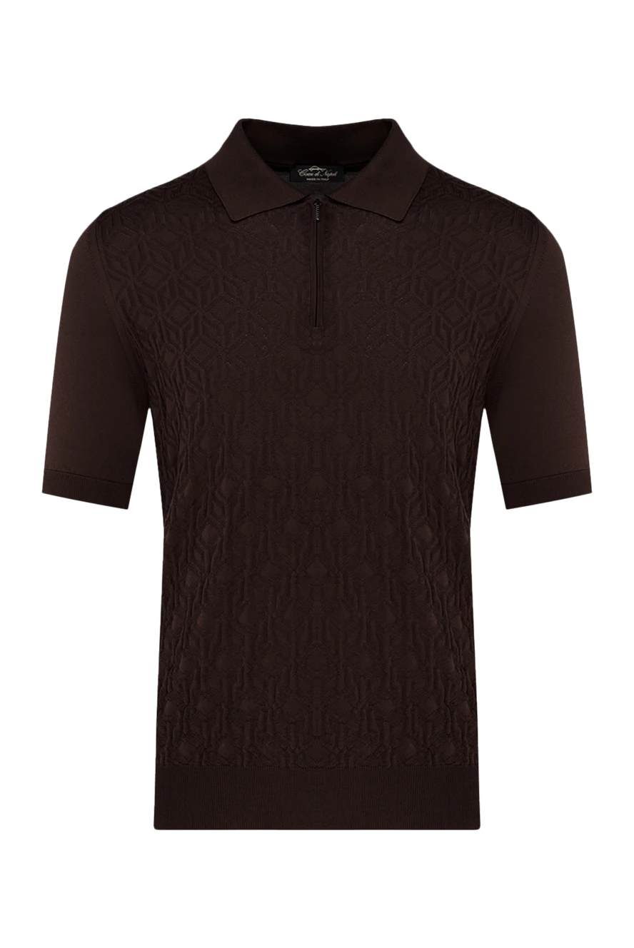 Cesare di Napoli man men's brown silk polo купить с ценами и фото 178339 - photo 1