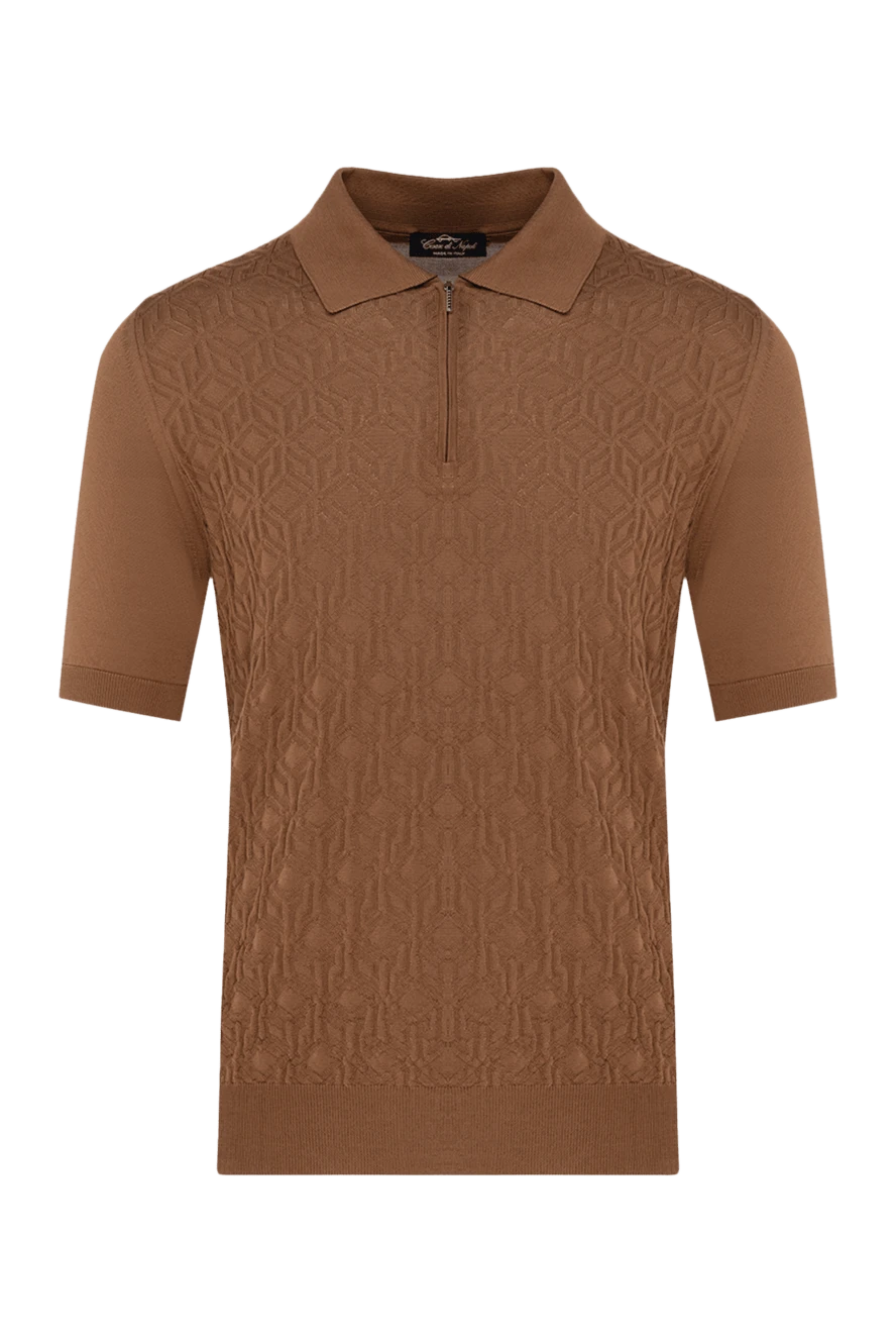 Cesare di Napoli man men's brown silk polo купить с ценами и фото 178340 - photo 1