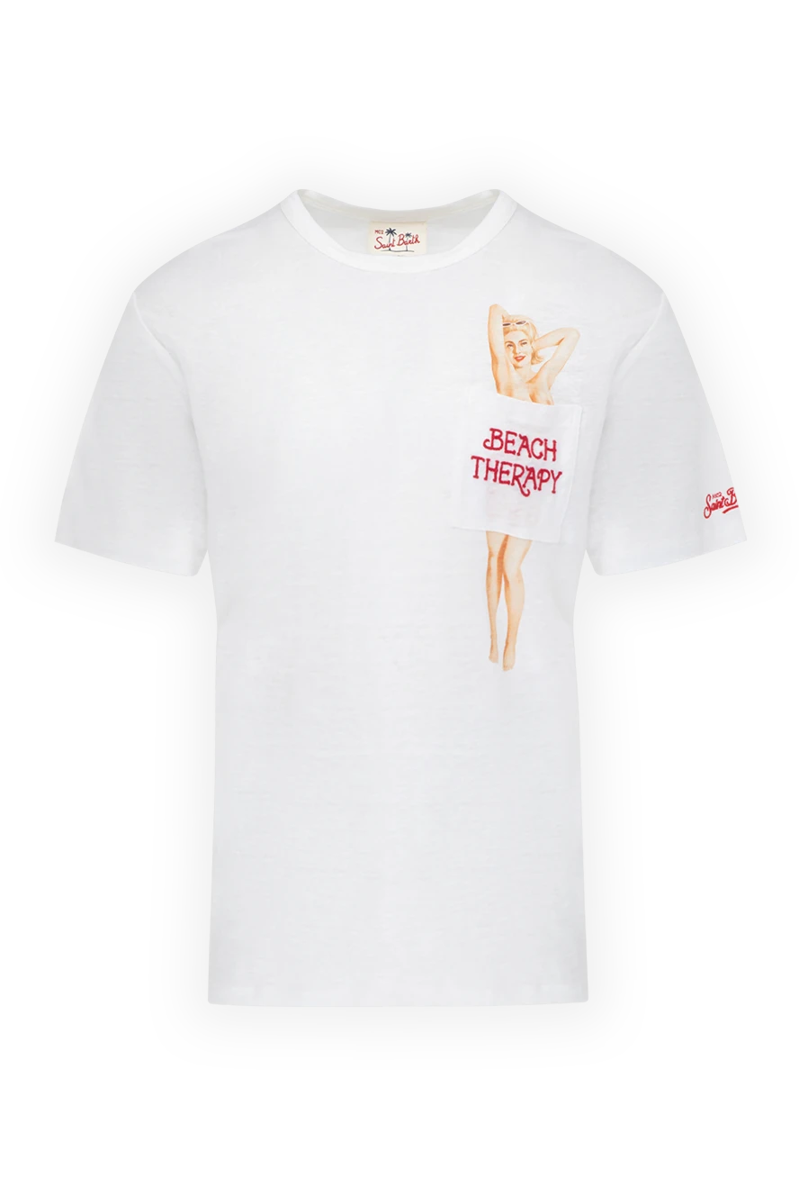 MC2 Saint Barth man white linen t-shirt for men купить с ценами и фото 178421 - photo 1