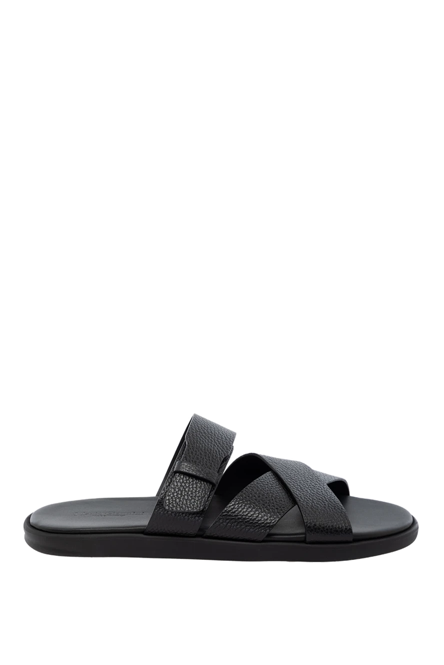 Doucal`s man black men's genuine leather flip-flops купить с ценами и фото 178468 - photo 1