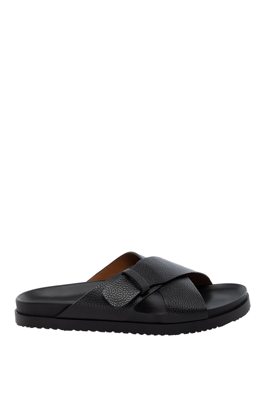 Doucal`s man black men's genuine leather flip-flops купить с ценами и фото 178469 - photo 1