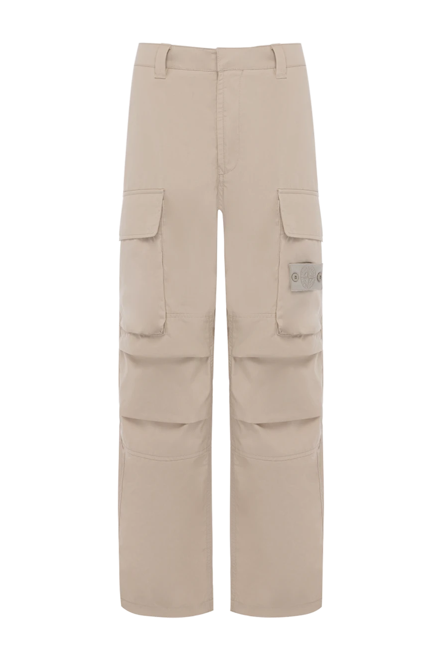 Stone Island man beige cotton trousers for men купить с ценами и фото 178471 - photo 1