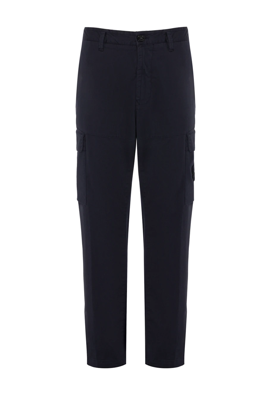 Stone Island man men's blue cotton and elastane trousers купить с ценами и фото 178472 - photo 1