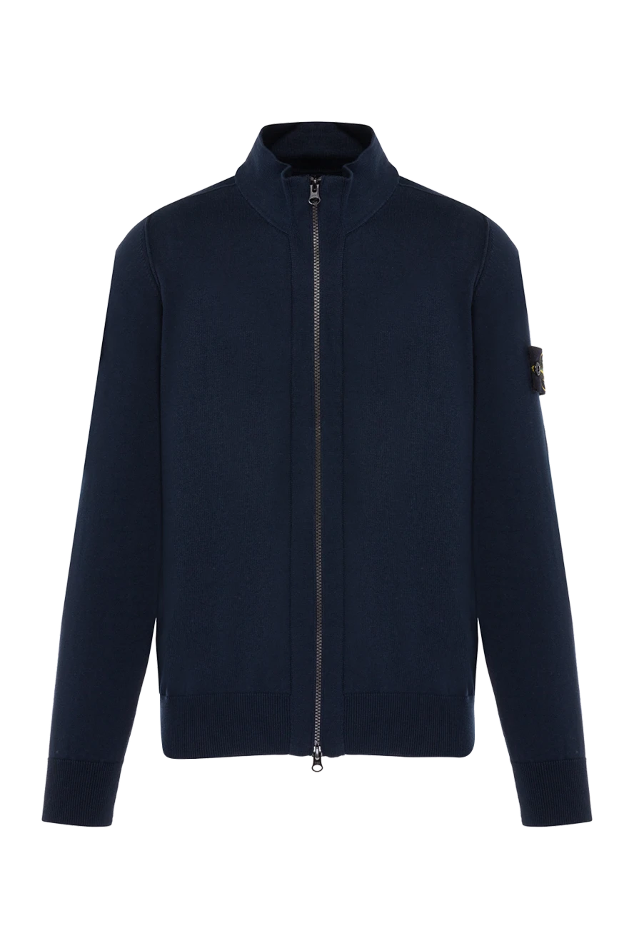 Stone Island man blue cotton sports jacket for men купить с ценами и фото 178483 - photo 1