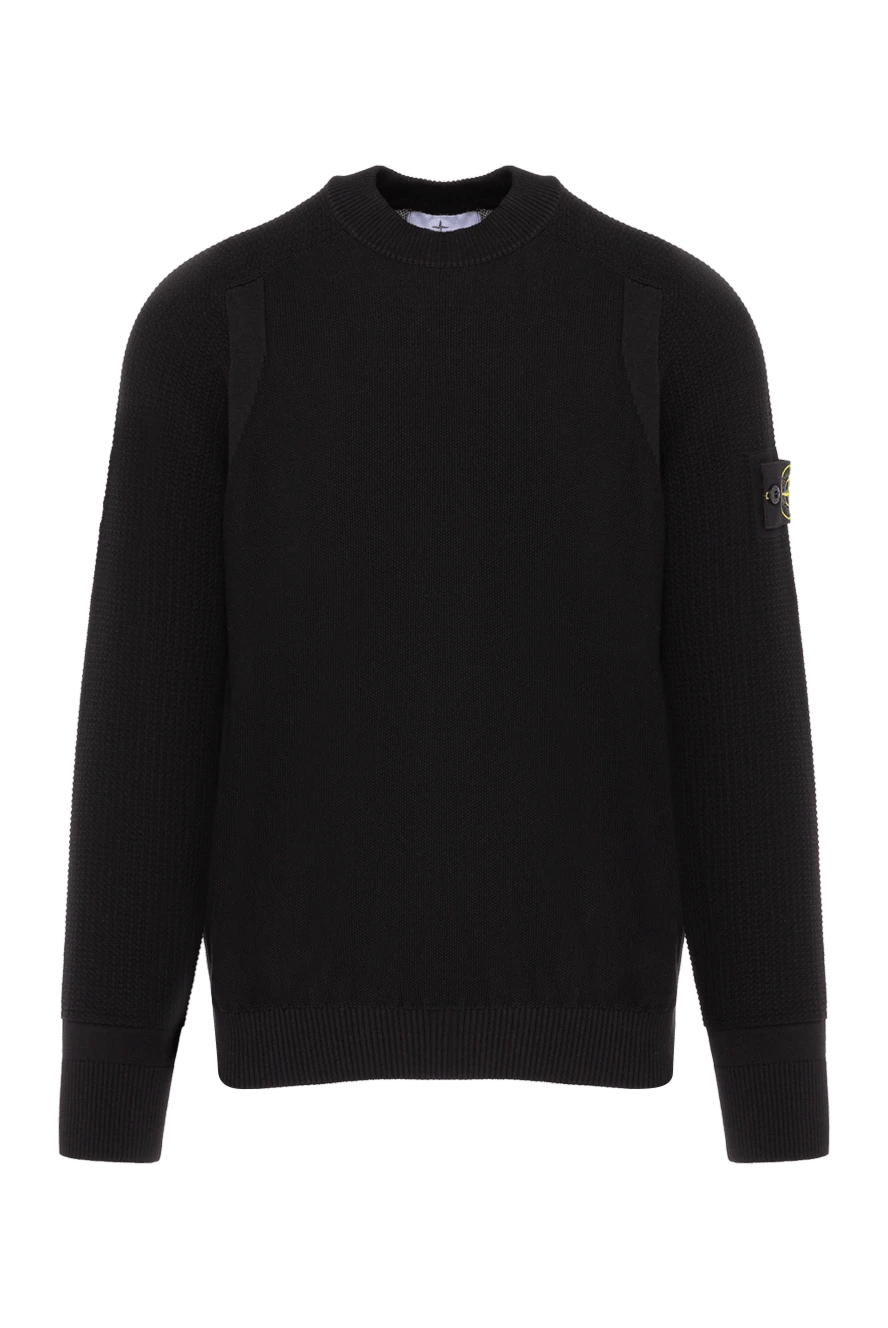 Stone Island man long sleeve cotton jumper for men, black купить с ценами и фото 178486 - photo 1