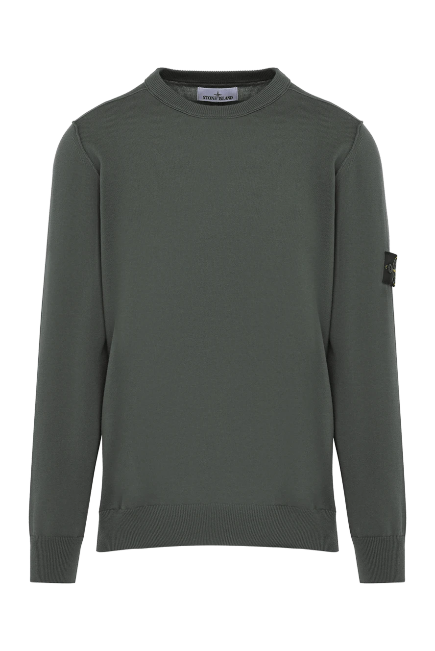 Stone Island man long sleeve cotton jumper for men, green купить с ценами и фото 178487 - photo 1