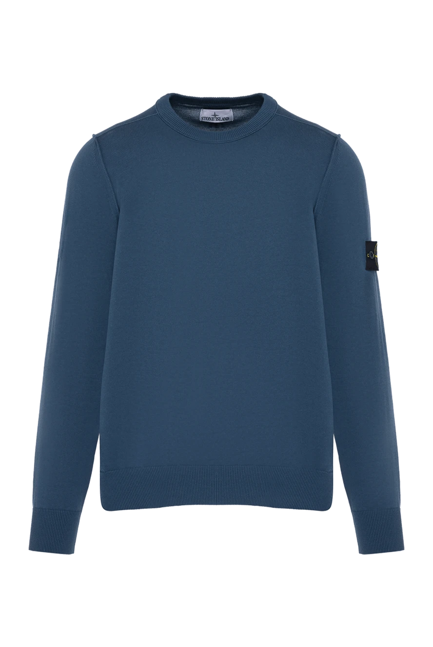 Stone Island man long sleeve cotton jumper for men, blue купить с ценами и фото 178488 - photo 1