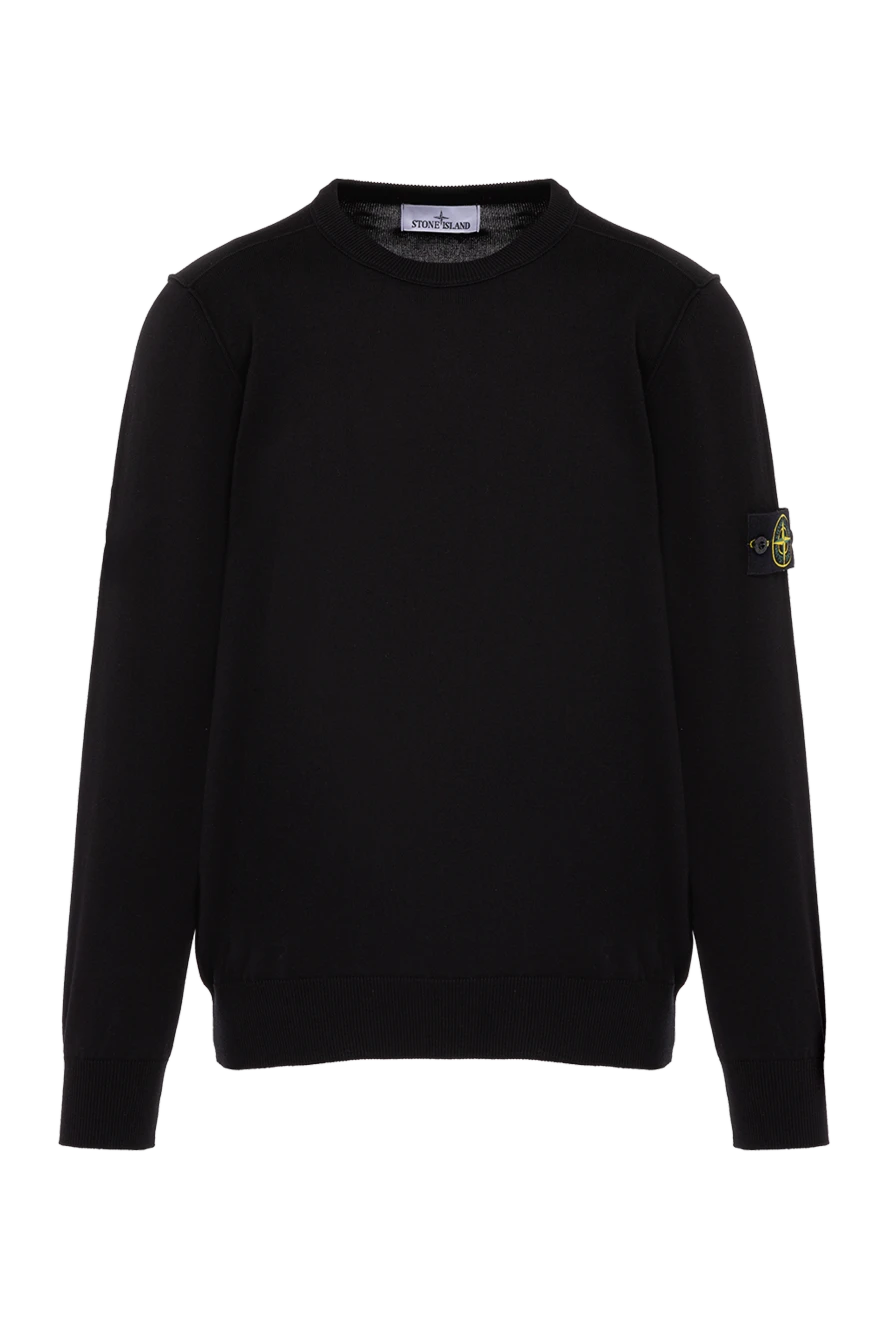 Stone Island man long sleeve cotton jumper for men, black купить с ценами и фото 178502 - photo 1