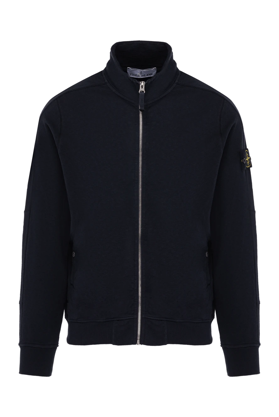 Stone Island man blue cotton sports jacket for men купить с ценами и фото 178507 - photo 1