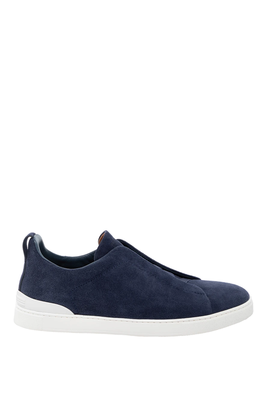 Ermenegildo Zegna man men's blue suede sneakers купить с ценами и фото 178510 - photo 1