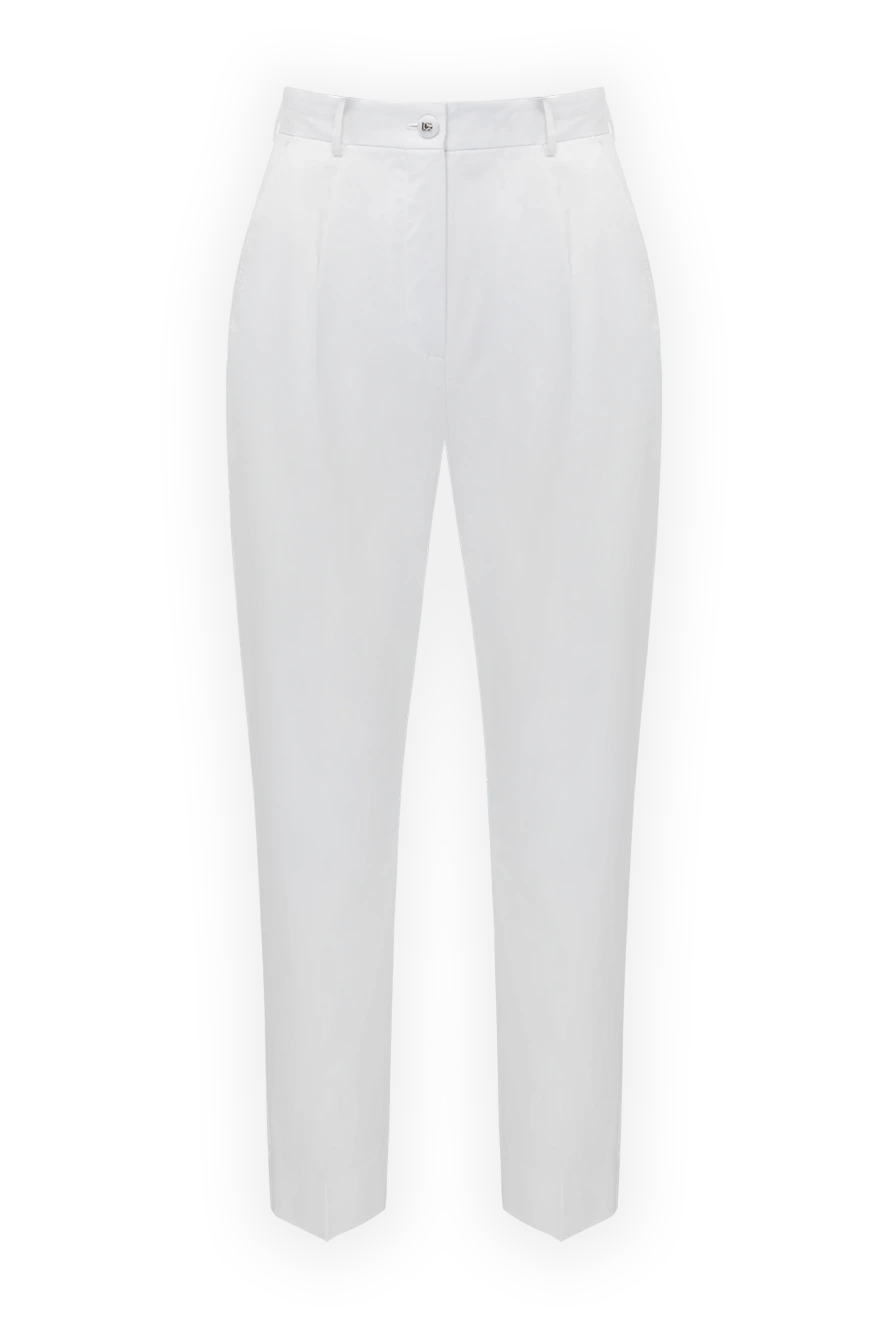 Dolce & Gabbana woman women's white cotton and elastane trousers купить с ценами и фото 178588 - photo 1