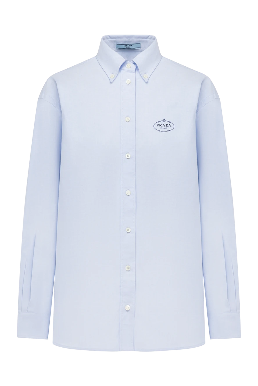 Prada woman women's blue cotton shirt купить с ценами и фото 178660 - photo 1