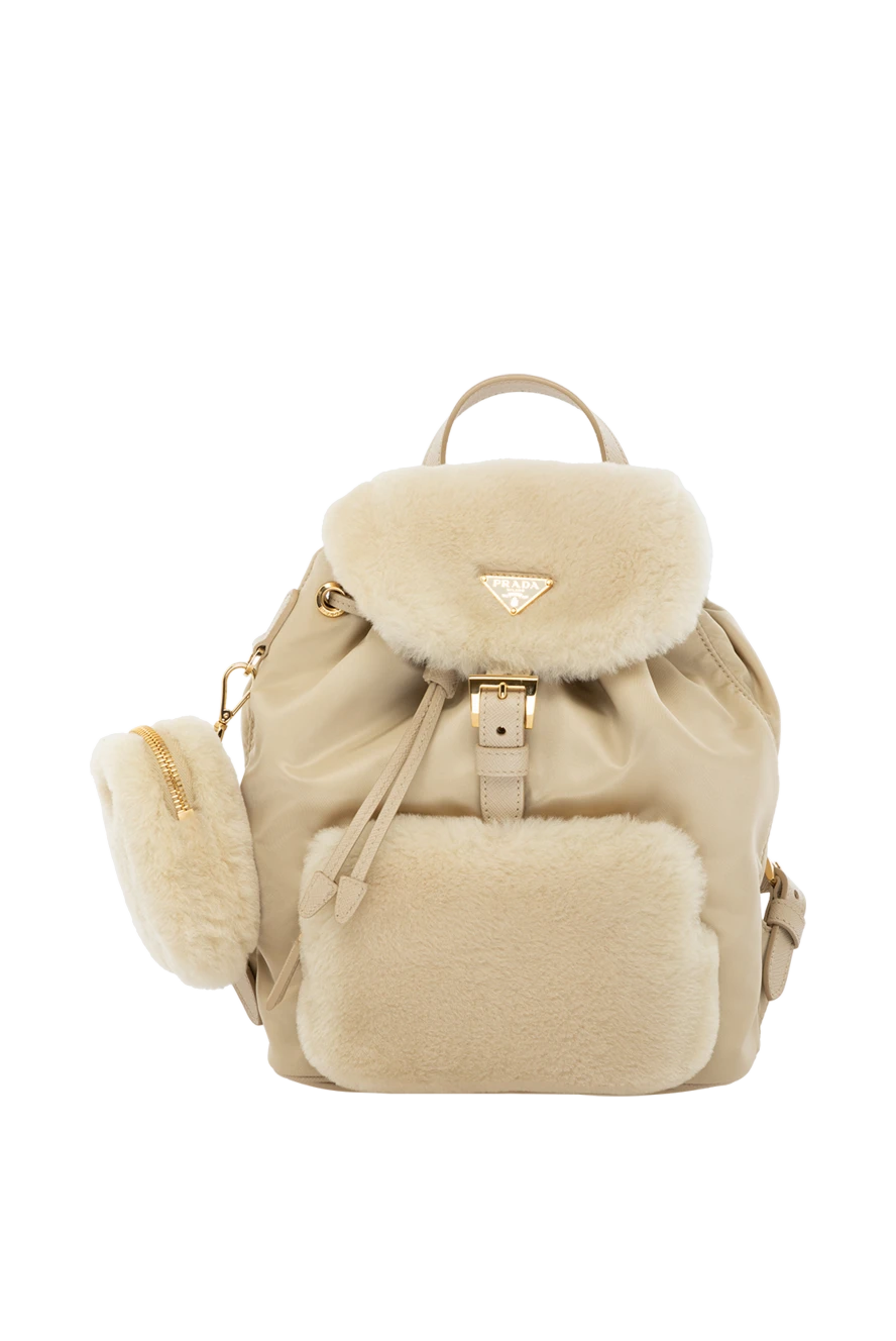 Prada woman beige women's polyester and fur backpack купить с ценами и фото 178695 - photo 1