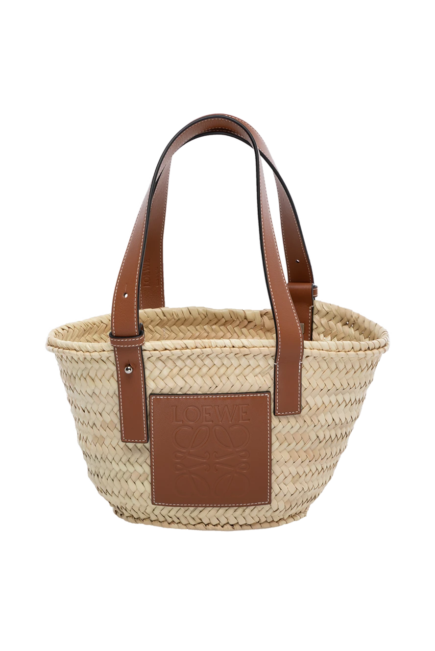 Loewe woman women's beige bag made of straw and genuine leather купить с ценами и фото 178728 - photo 1