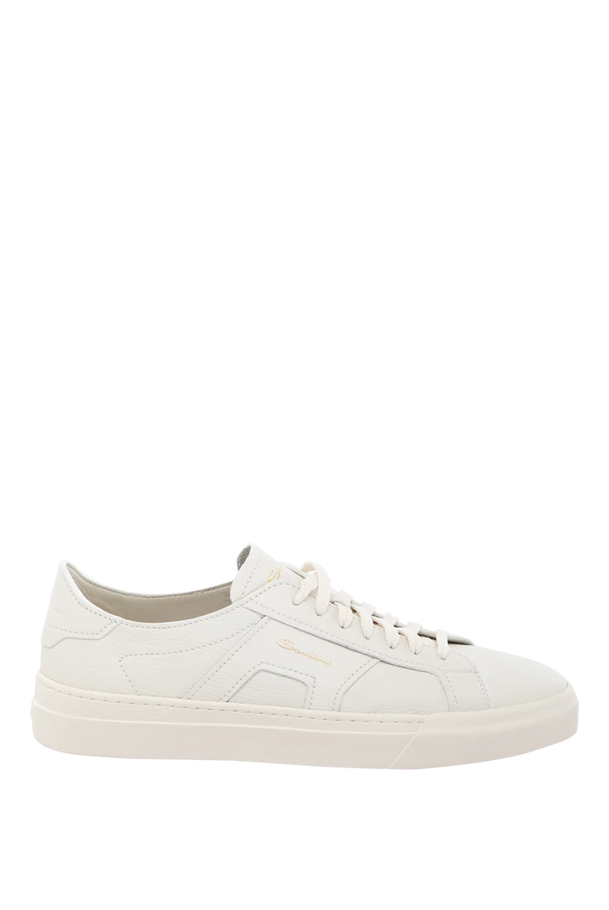 Santoni man genuine leather sneakers for men, white купить с ценами и фото 178778 - photo 1