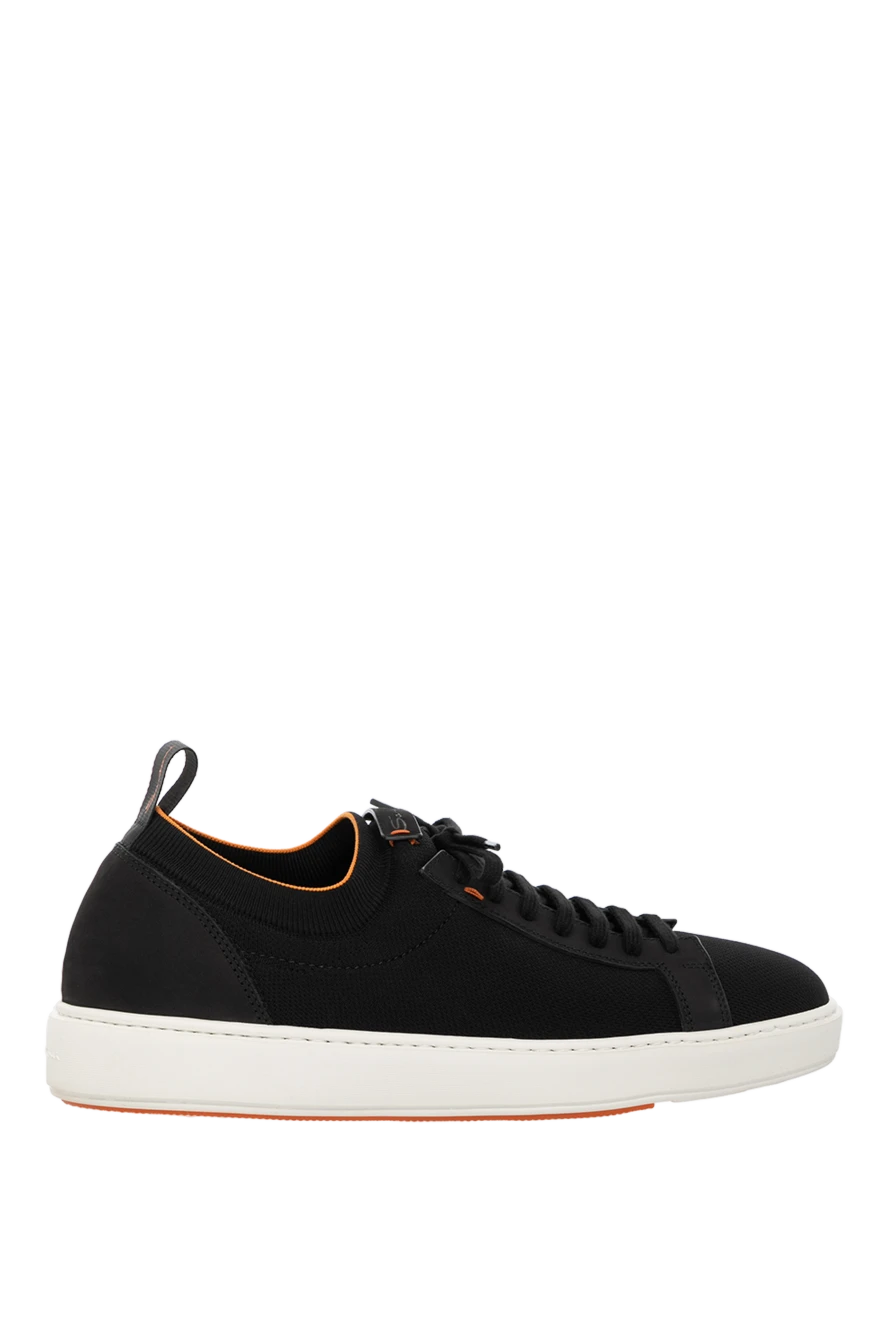 Santoni man black men's sneakers made of textile and suede купить с ценами и фото 178779 - photo 1