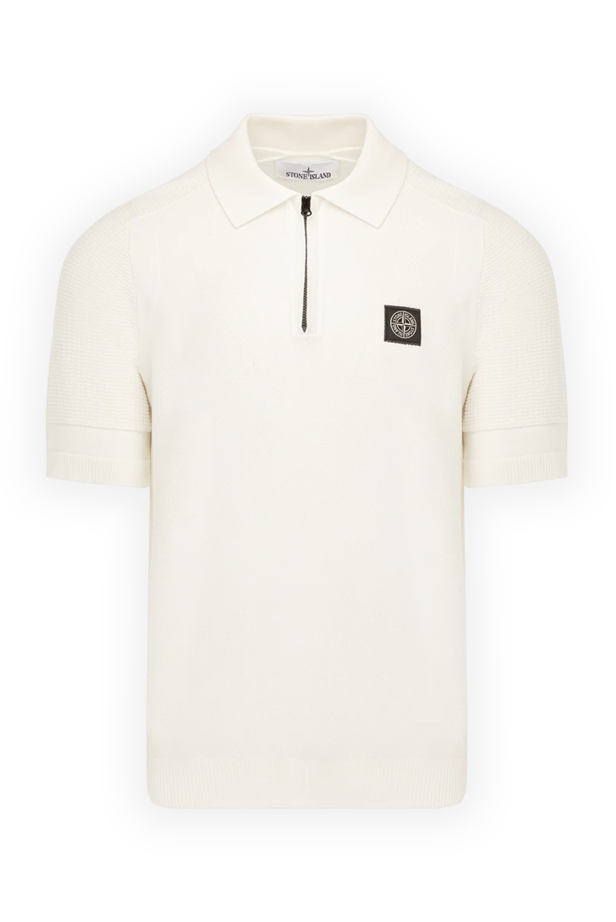 Stone Island man men's white cotton polo купить с ценами и фото 178853 - photo 1