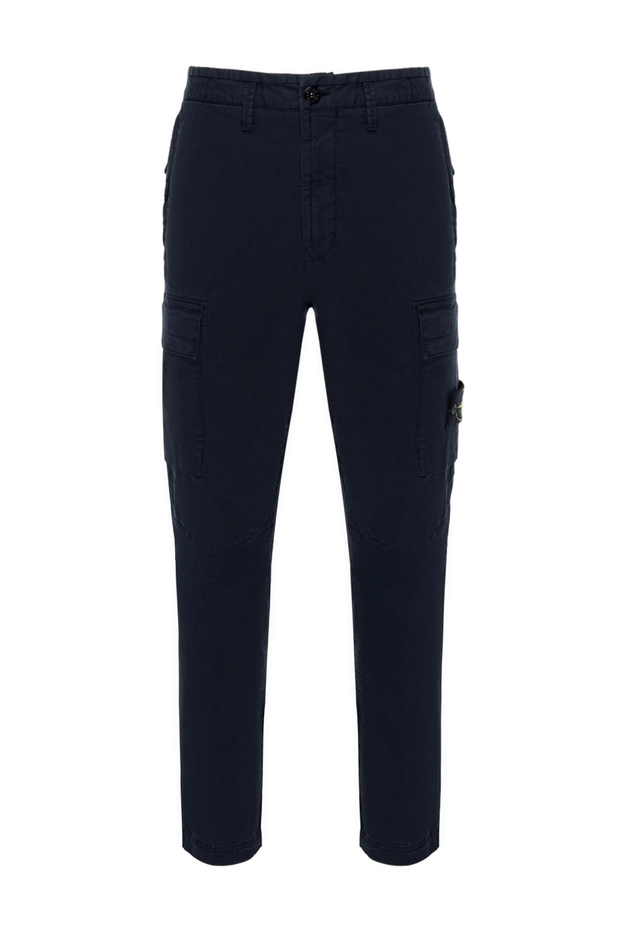 Stone Island man men's blue cotton and elastane trousers купить с ценами и фото 178862 - photo 1