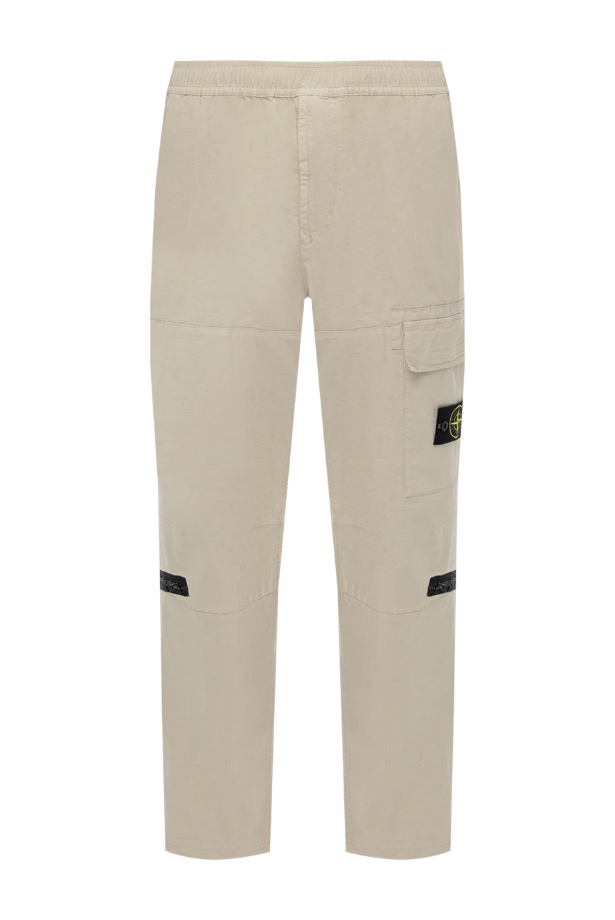 Stone Island man men's beige trousers made of cotton and elastane купить с ценами и фото 178864 - photo 1