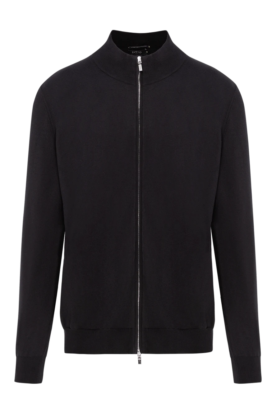 Svevo black cotton bomber cardigan with zip 178886 - photo 1