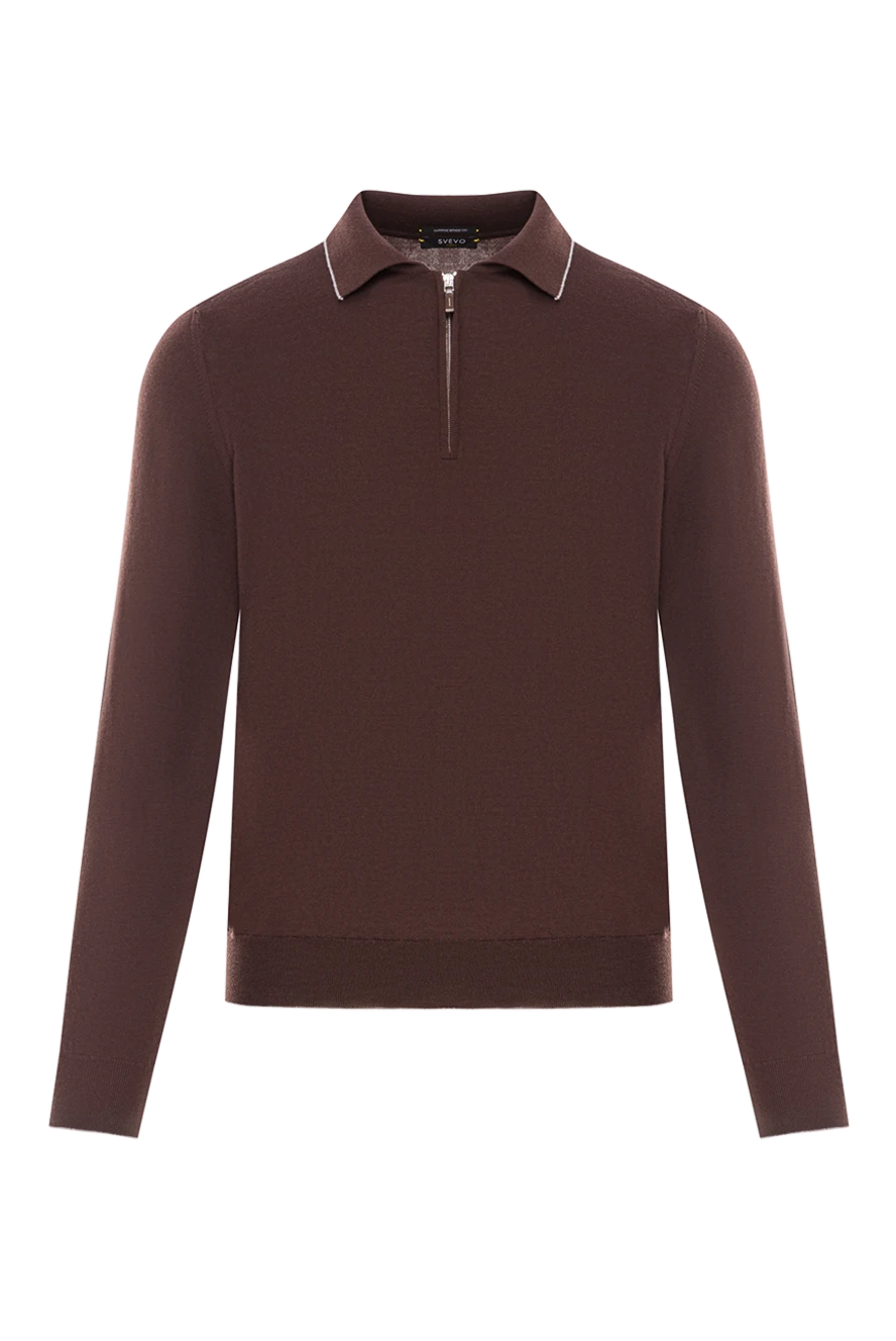 Svevo коричневое шерстяное поло на молнии с длинным рукавом 178887 - фото 1