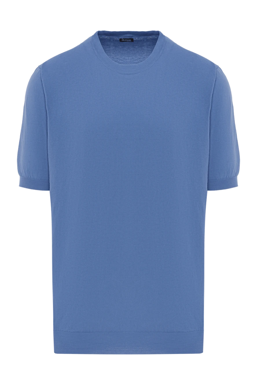 Kiton футболка без принта голубая мужская из хлопка 178898 - фото 1