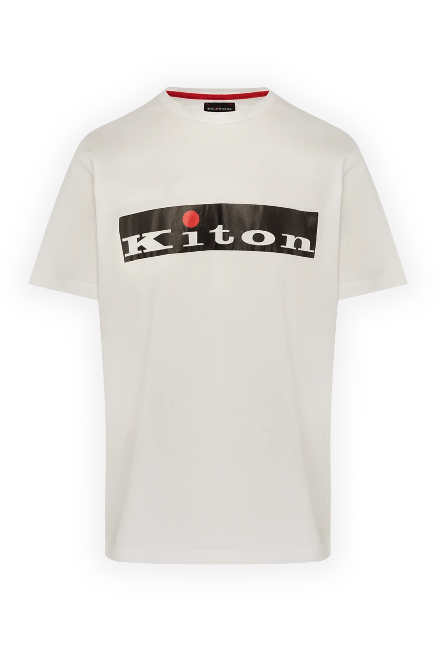 Kiton men's white cotton t-shirt with a large logo on the chest
178929 - photo 1