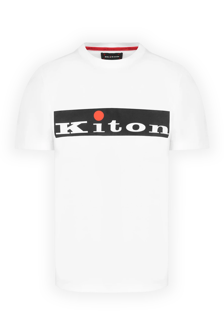 Kiton футболка белая с логотипом мужская из хлопка 178931 - фото 1