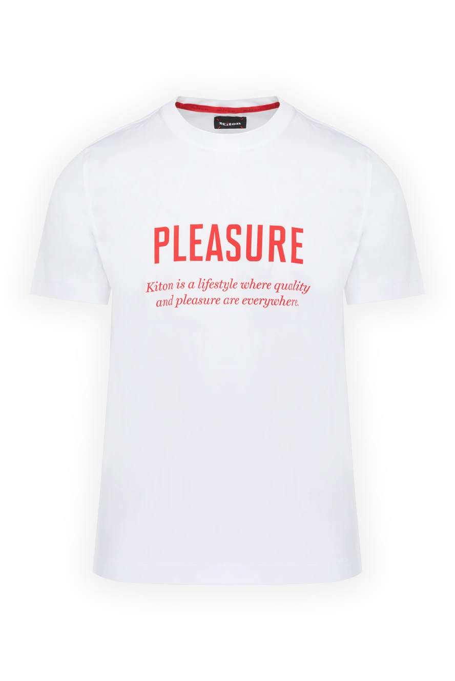 Kiton алдыңғы жағында қызыл «ләззат» ұраны бар ерлерге арналған ақ футболка
178934 - фото 1