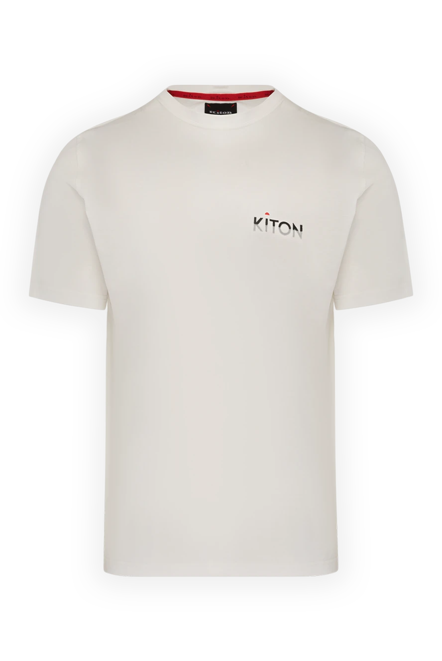 Kiton men's white cotton t-shirt with a small logo on the chest 178935 - photo 1