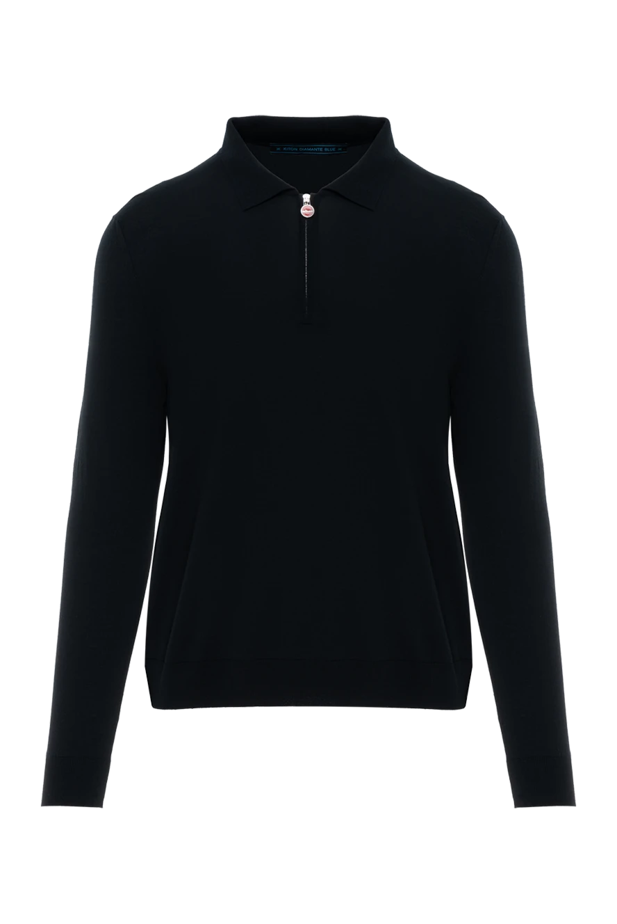 Kiton черное поло с длинным рукавом на молнии мужской шерстяной 178938 - фото 1