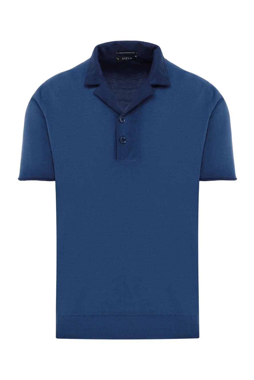 Svevo поло мужское синее из хлопка с контрастным воротником 178958 - фото 1