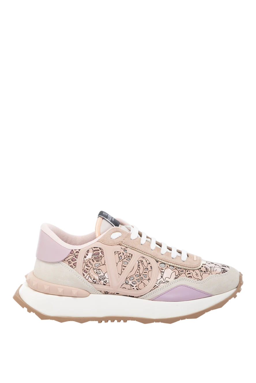 Valentino woman sneakers made of cotton and suede pink for women купить с ценами и фото 178979 - photo 1