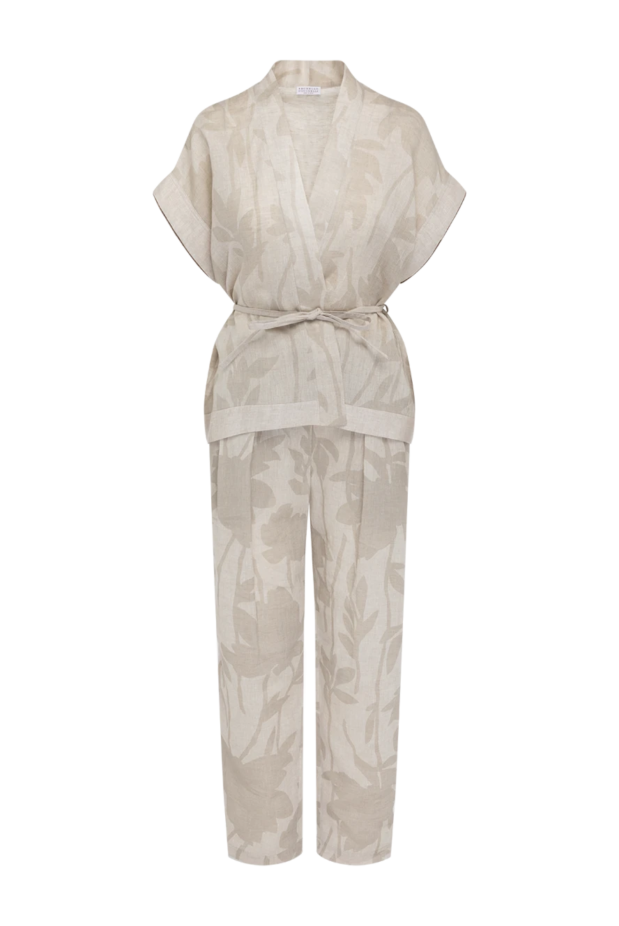 Brunello Cucinelli костюм со штанами женский бежевый из льна 178983 - фото 1