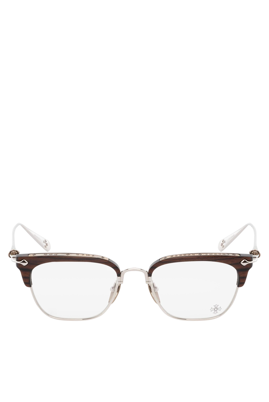 Chrome Hearts man glasses frames made of metal and plastic, brown, for men купить с ценами и фото 178995 - photo 1