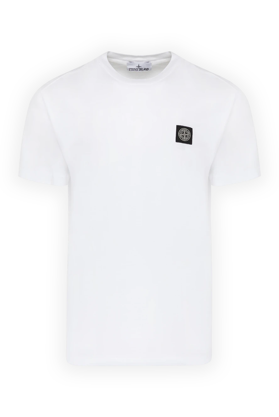 Stone Island man white men's cotton t-shirt купить с ценами и фото 179035 - photo 1