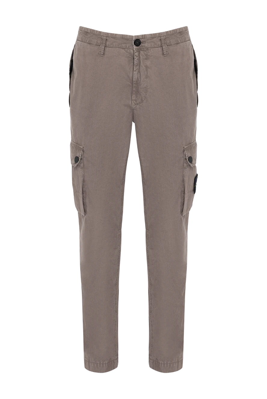 Stone Island man men's brown cotton and elastane trousers купить с ценами и фото 179048 - photo 1