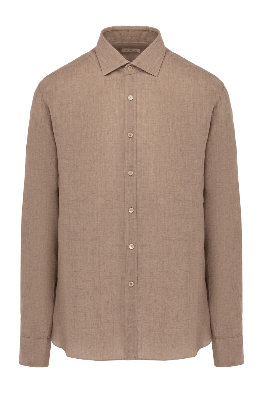 Alessandro Gherardi man men's brown linen shirt купить с ценами и фото 179087 - photo 1