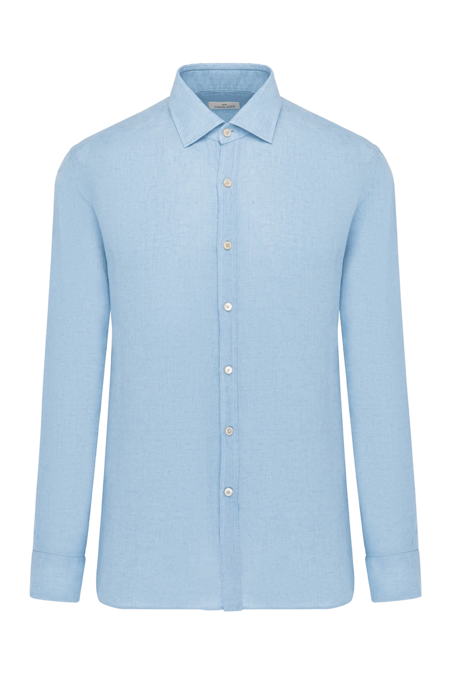 Alessandro Gherardi man blue men's linen shirt купить с ценами и фото 179090 - photo 1