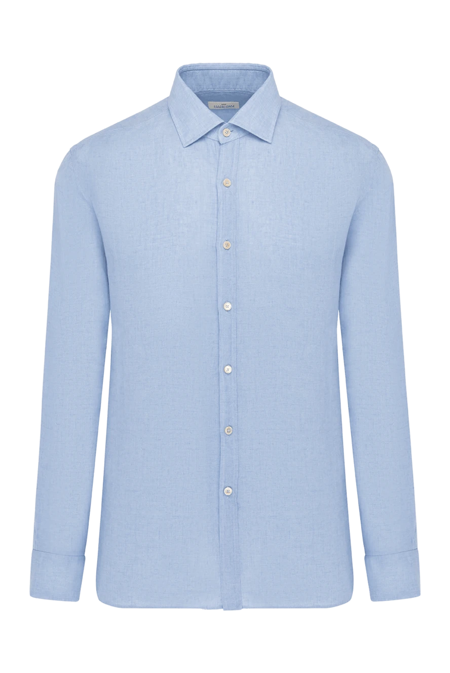 Blue men's shirt made of linen