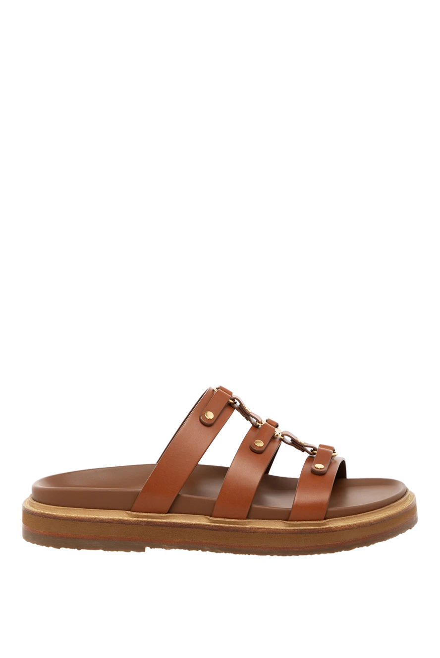 Celine woman women's slippers, brown, made of genuine leather купить с ценами и фото 179150 - photo 1